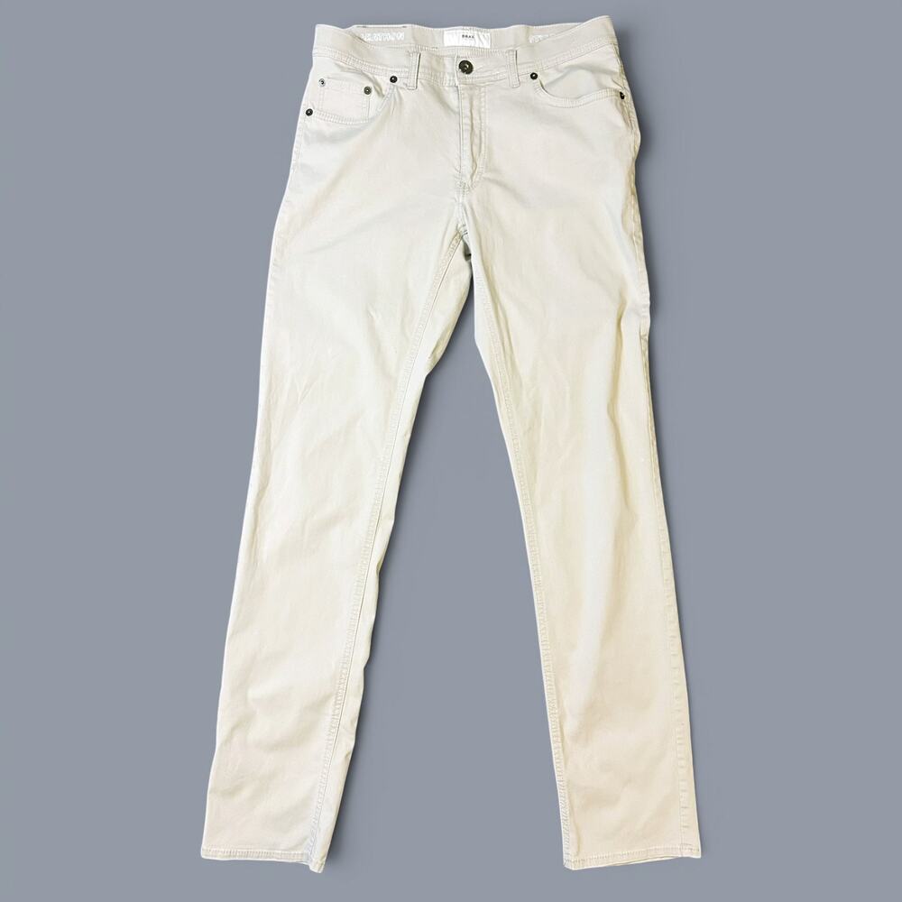 Brax Cooper Fancy Five Pocket Marathon Pant Mens Actual Size 31x33 Ivory Stretch